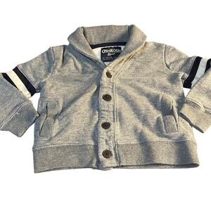 OshKosh B'gosh gray varsity‎ sleeve lined cardigan boys sweater SIZE 24M